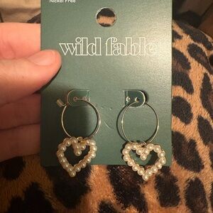 Wild Fable Gold Hoops with Pearl Heart Charms